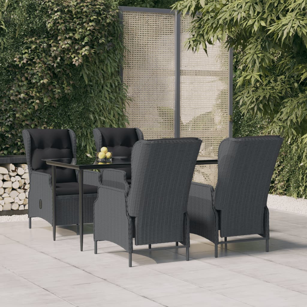 vidaXL 5 Piece Garden Dining Set Dark Grey Poly Rattan