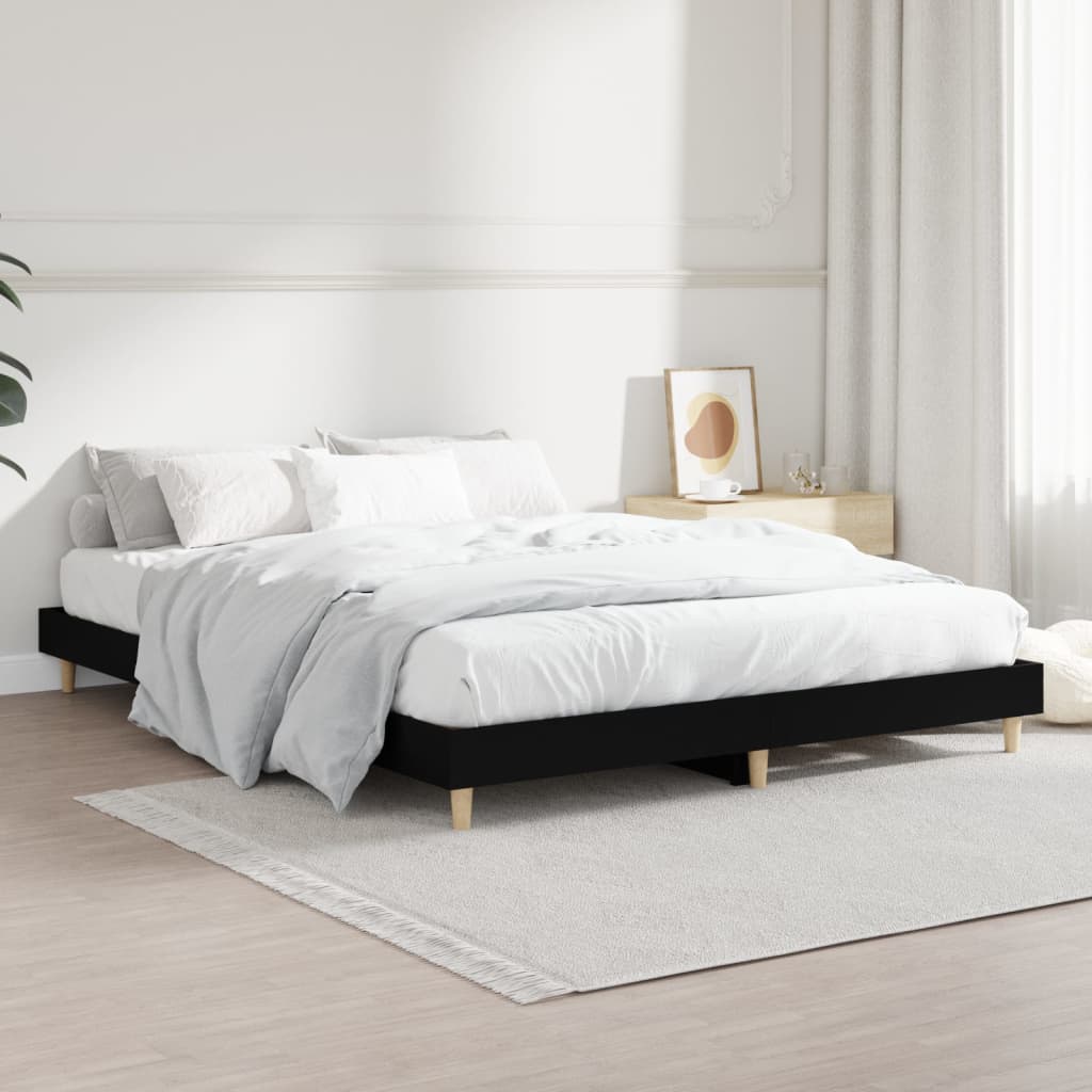 vidaXL Bed Frame without Mattress Black 135x190 cm Double Engineered Wood