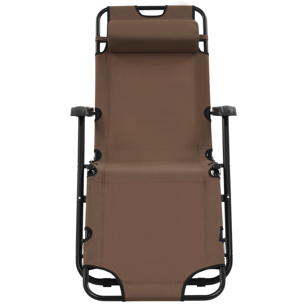 vidaXL Folding Sun Loungers 2 pcs with Footrests Steel Brown