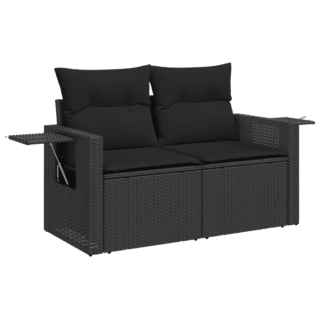 vidaXL 5 Piece Garden Sofa Set with Cushions Black Poly Rattan