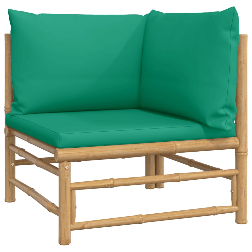 vidaXL 7 Piece Garden Lounge Set with Green Cushions Bamboo