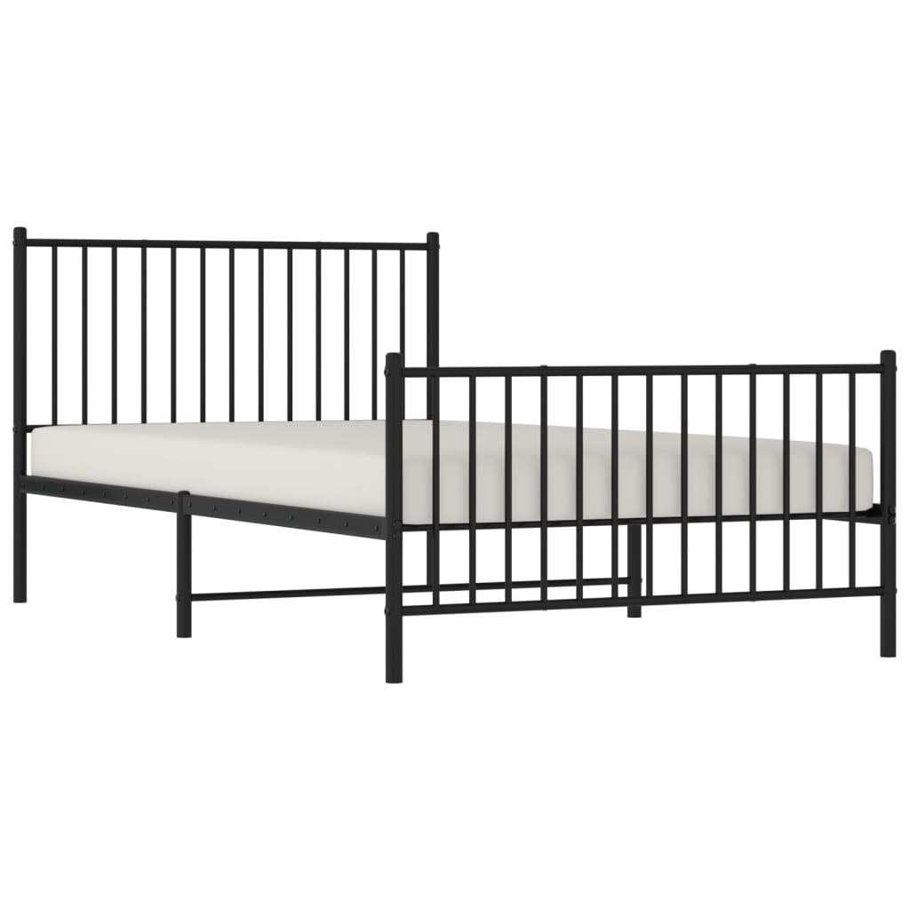 vidaXL Metal Bed Frame without Mattress with Footboard Black 107x203 cm