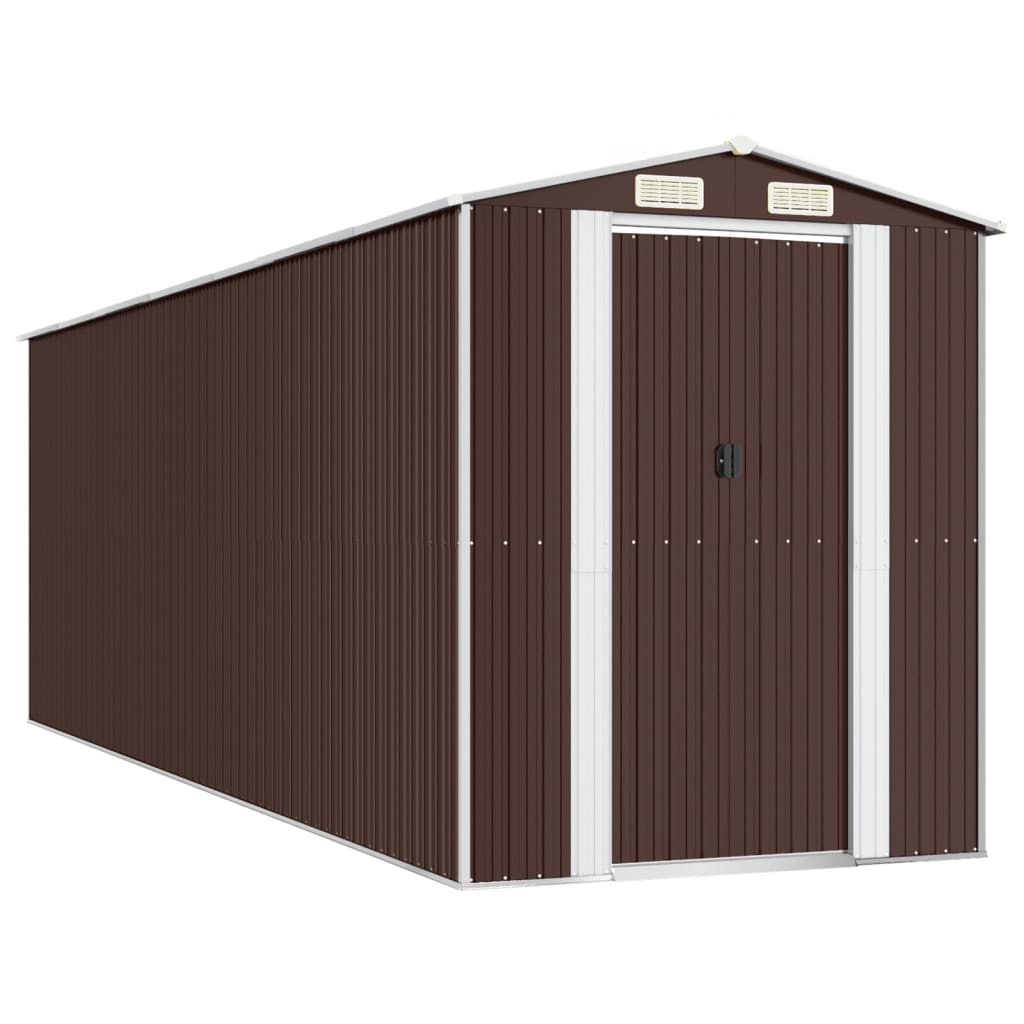 vidaXL Garden Shed Dark Brown 192x606x223 cm Galvanised Steel