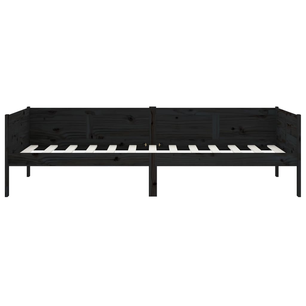 vidaXL Day Bed without Mattress Black Solid Wood Pine 90x190 cm Single