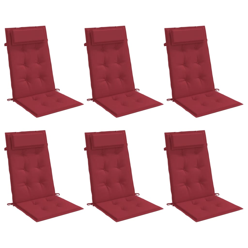 vidaXL Highback Chair Cushions 6 pcs Wine Red Oxford Fabric