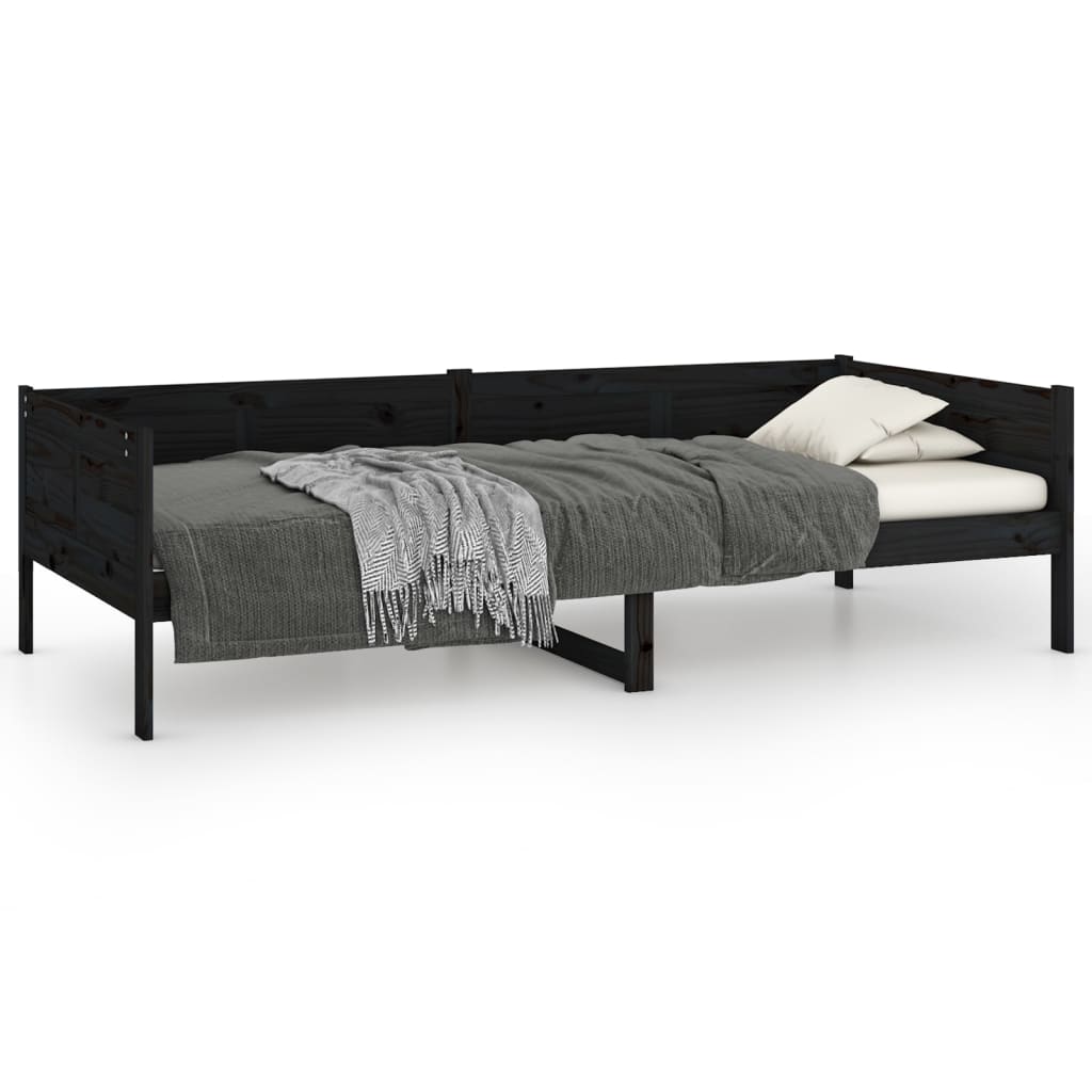 vidaXL Day Bed without Mattress Black Solid Wood Pine 90x190 cm Single