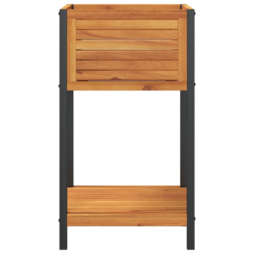 vidaXL Garden Planter with Shelf 45x45x80 cm Solid Wood Acacia and Steel