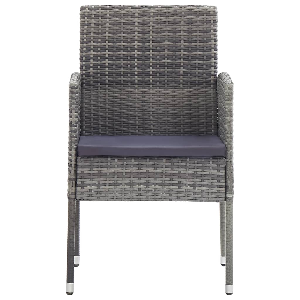 vidaXL Garden Chairs with Dark Grey Cushions 4 pcs Grey Poly Rattan