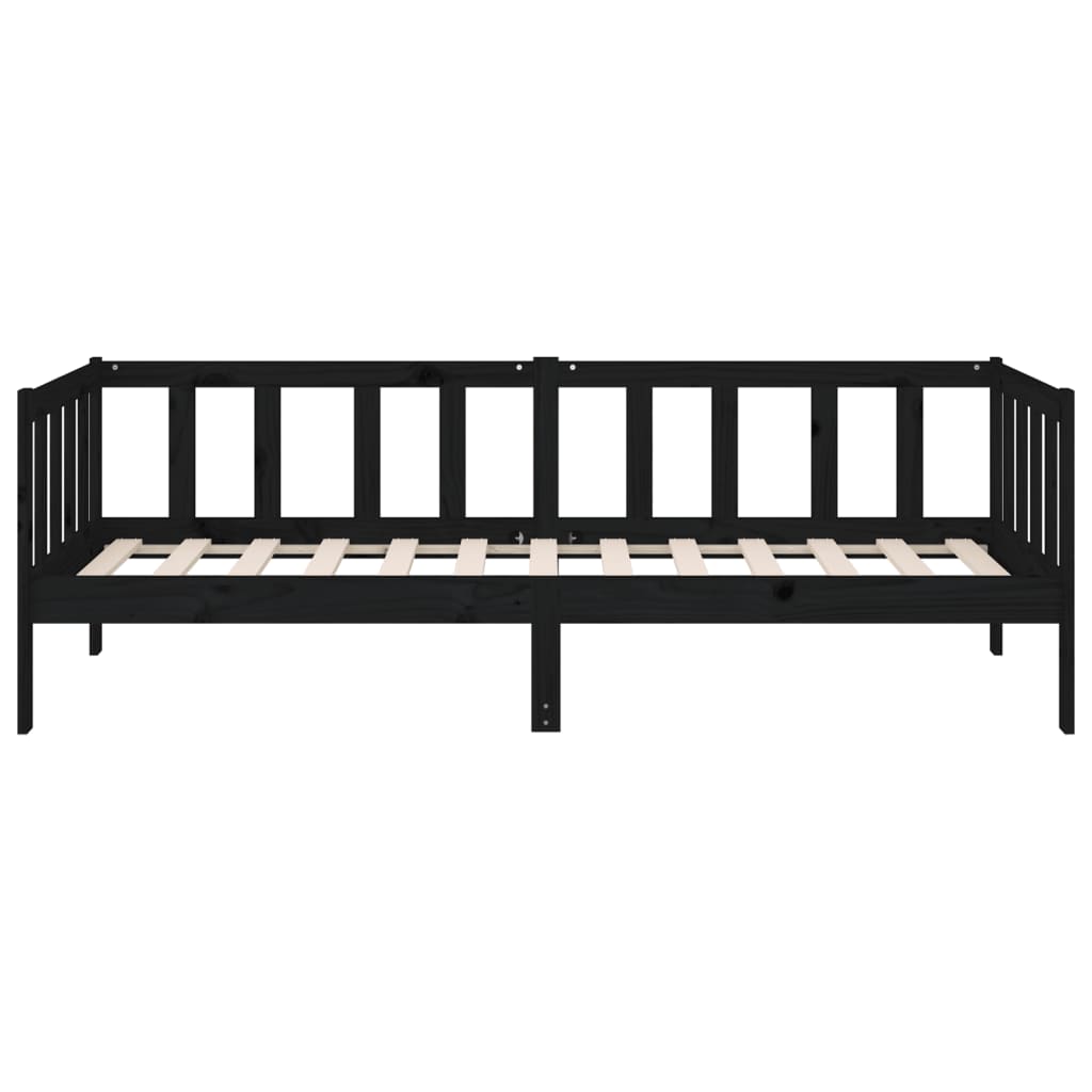 vidaXL Day Bed without Mattress Black 90x190 cm Single Solid Wood Pine