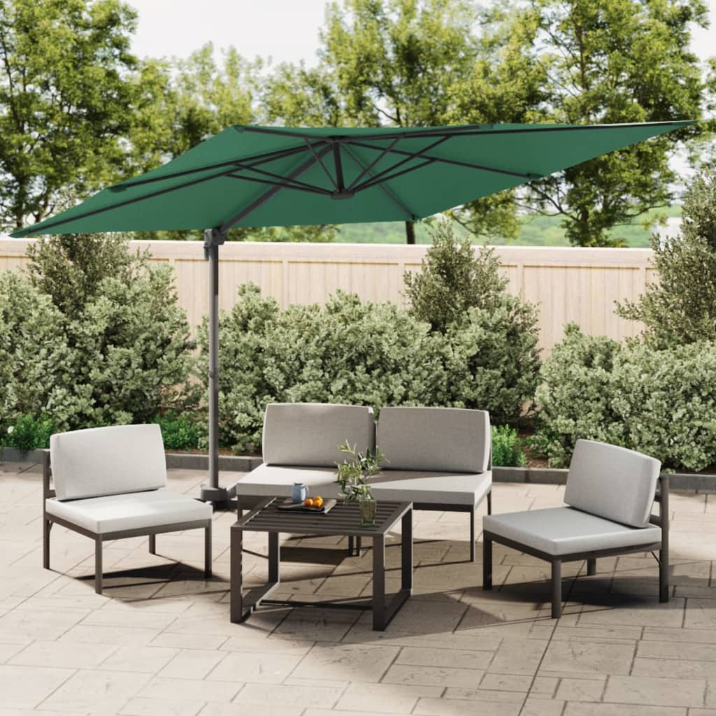 vidaXL Cantilever Garden Parasol with Aluminium Pole Green 400x300 cm