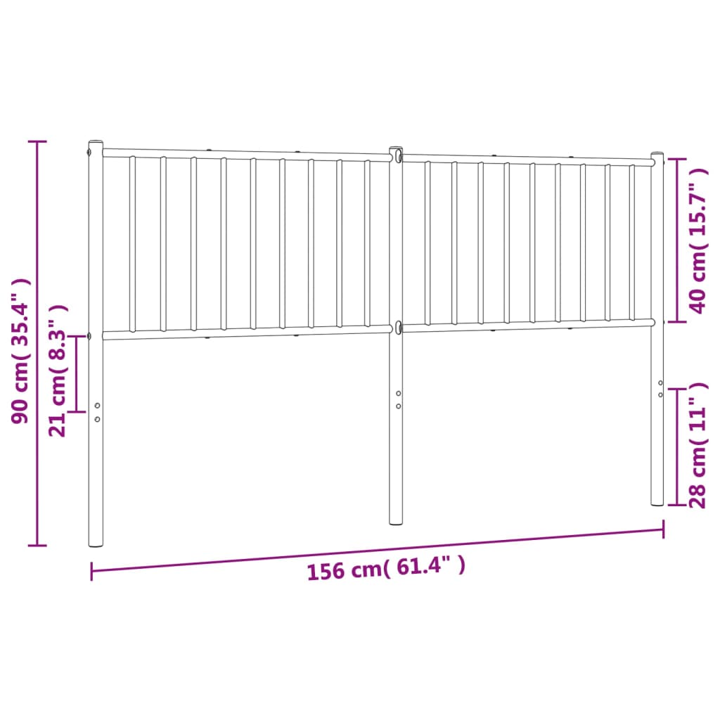 vidaXL Metal Headboard White 150 cm