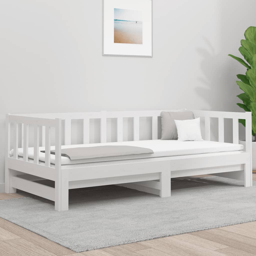 vidaXL Pull-out Day Bed White 2x(90x190) cm Solid Wood Pine