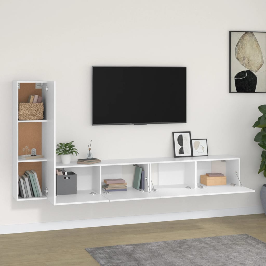 vidaXL 3 Piece TV Cabinet Set White Engineered Wood