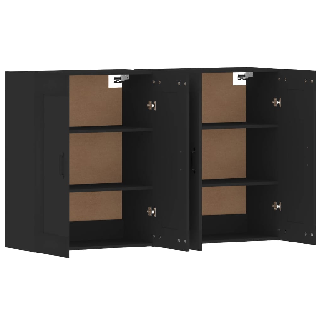 vidaXL Wall Mounted Cabinets 2 pcs Black Engineered Wood