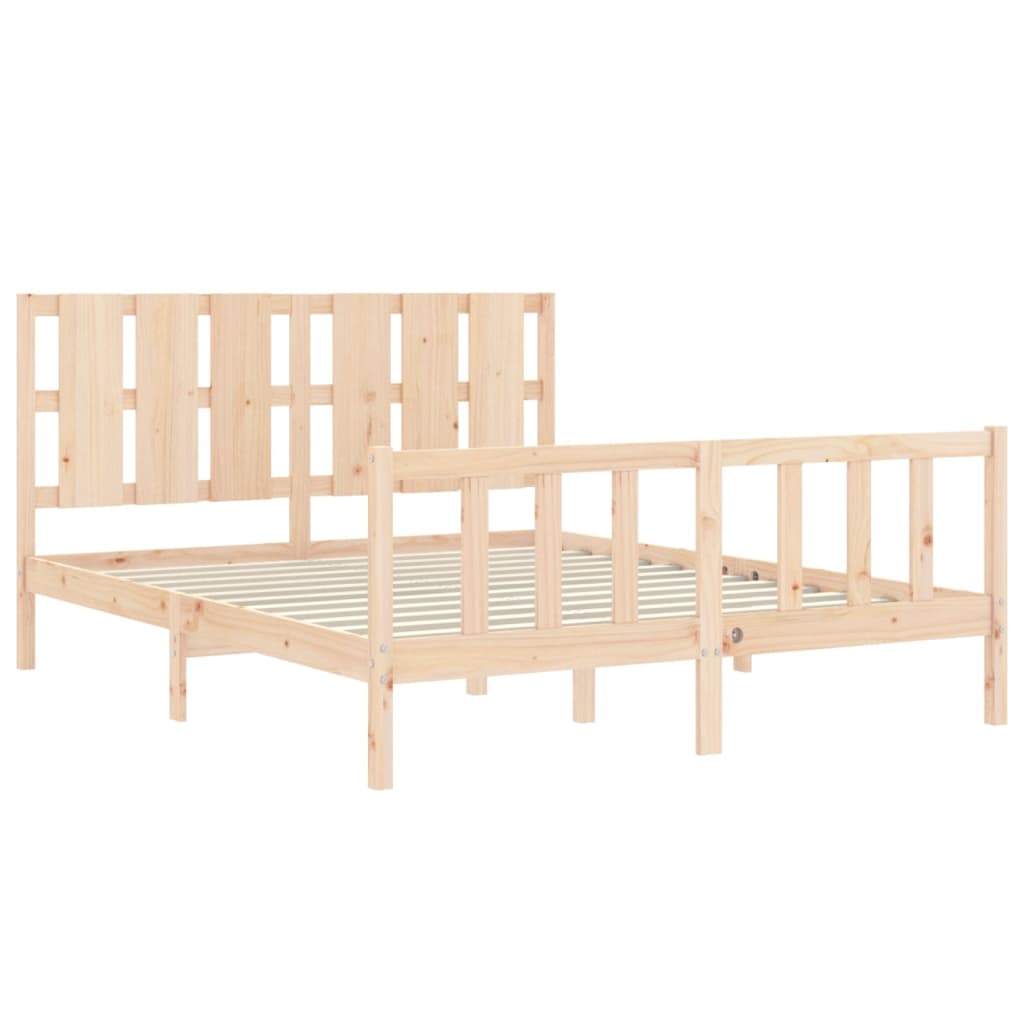 vidaXL Bed Frame without Mattress King Size Solid Wood Pine