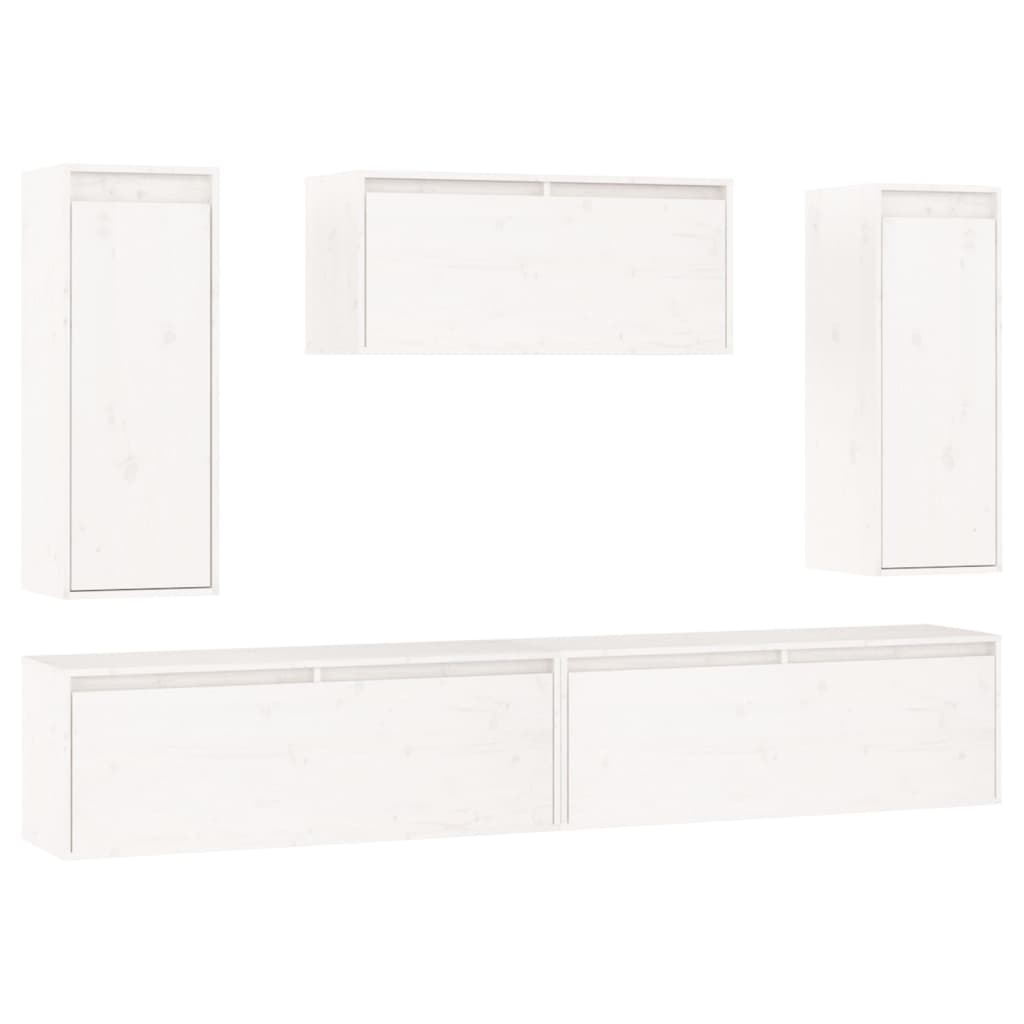 vidaXL TV Cabinets 5 pcs White Solid Wood Pine