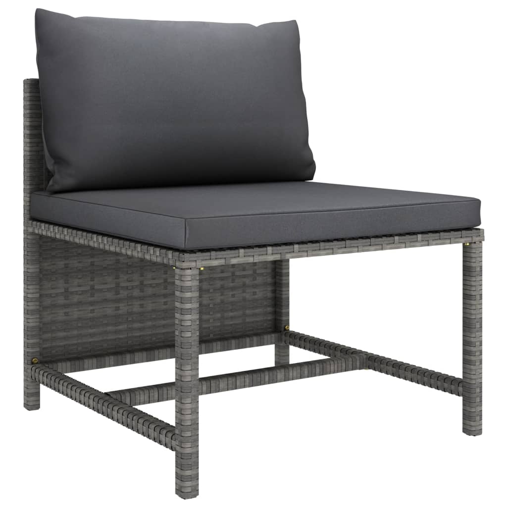 vidaXL 9 Piece Garden Lounge Set with Cushions Poly Rattan Grey