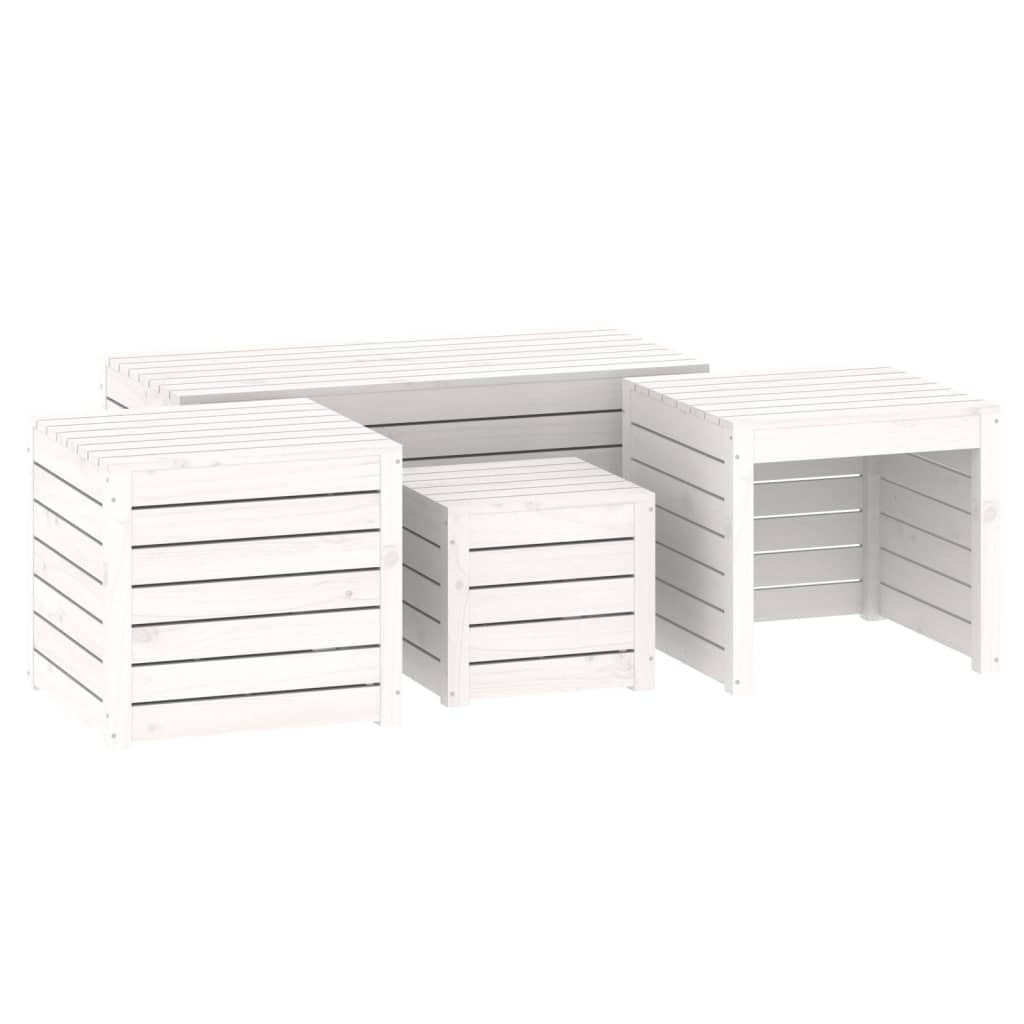 vidaXL 4 Piece Garden Box Set White Solid Wood Pine