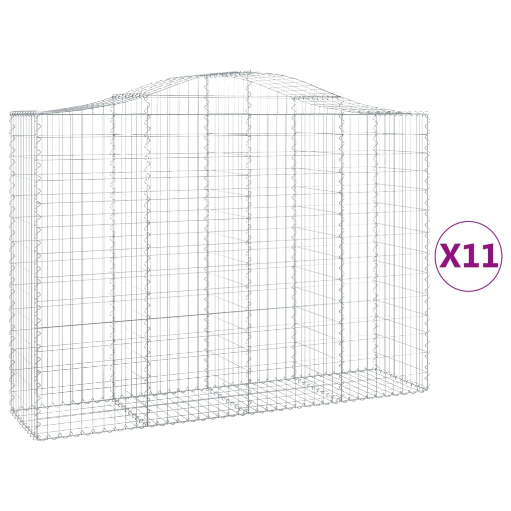 vidaXL Arched Gabion Baskets 11 pcs 200x50x140/160 cm Galvanised Iron