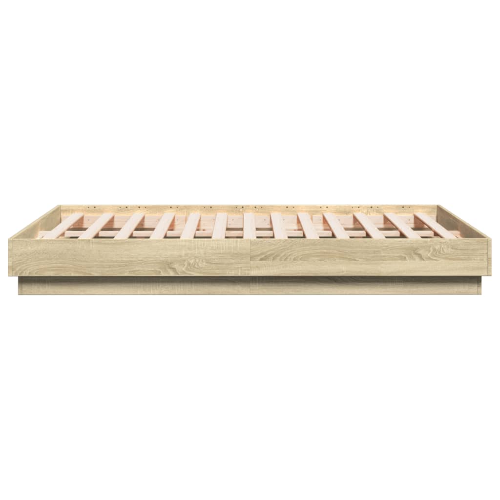 vidaXL Bed Frame with LED without Mattress Sonoma Oak 135x190 cm Double