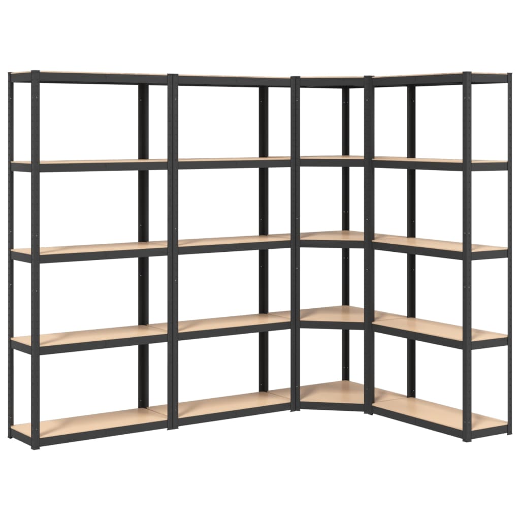 vidaXL 5-Layer Shelves 4 pcs Anthracite Steel&Engineered Wood