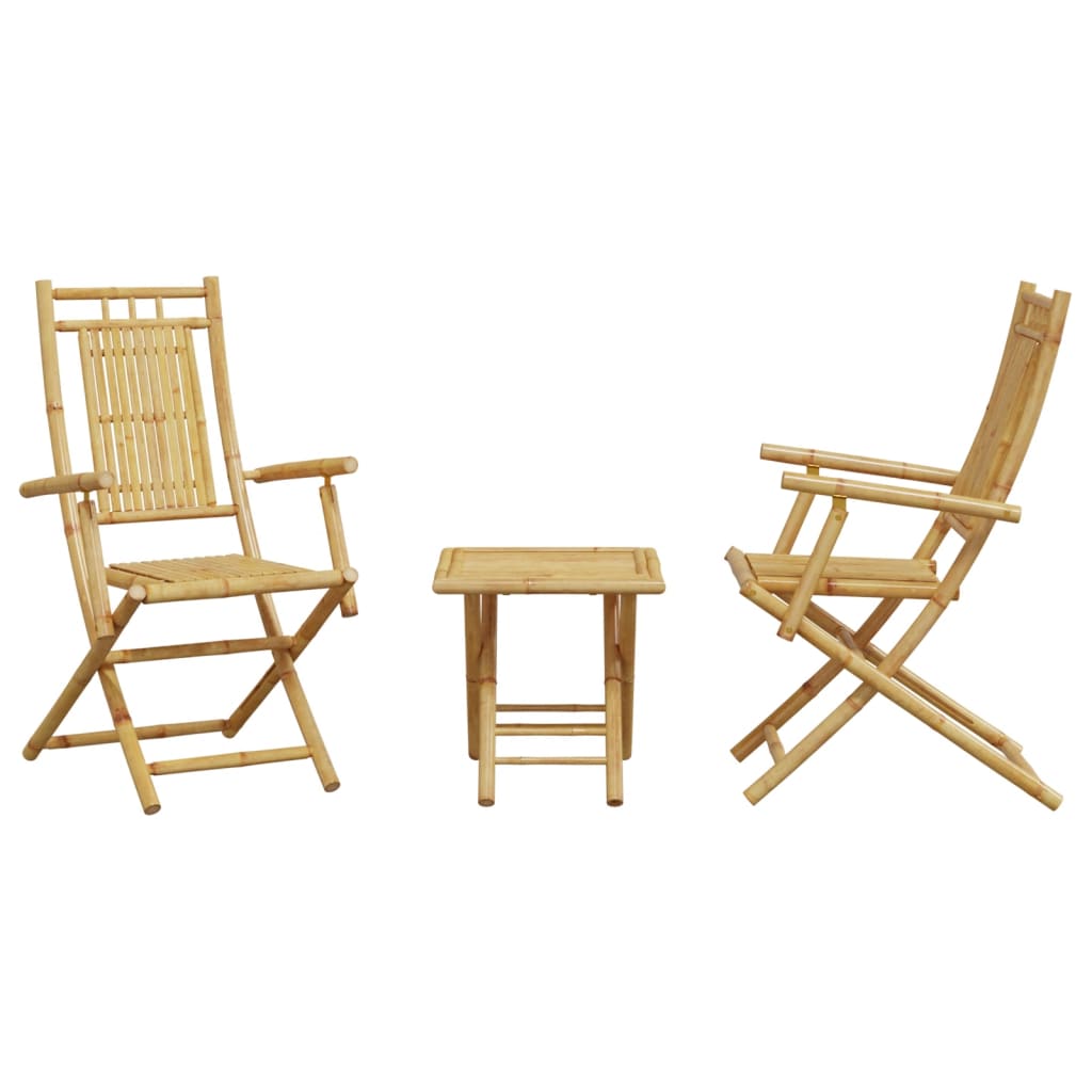 vidaXL 3 Piece Bistro Set Bamboo