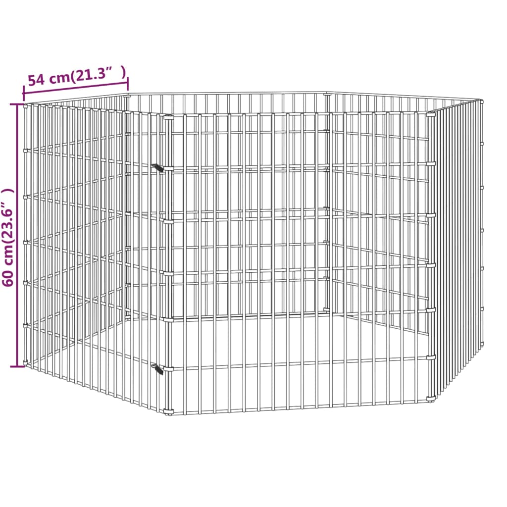 vidaXL Free Range Animal Enclosure 6-Panel 54x60 cm Galvanised Iron