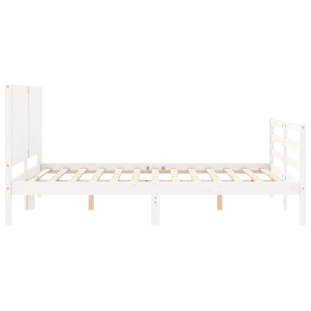 vidaXL Bed Frame without Mattress White King Size Solid Wood