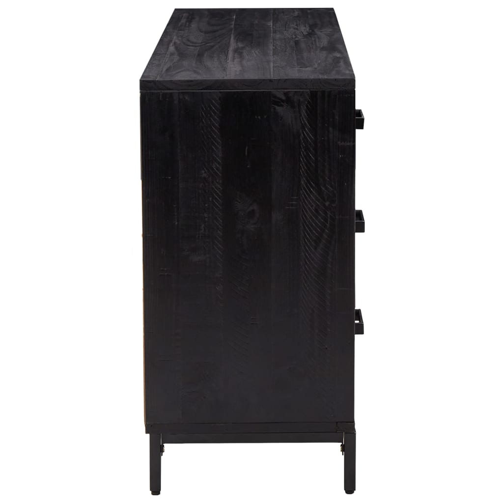 vidaXL Sideboard Black 110x35x70 cm Solid Pinewood