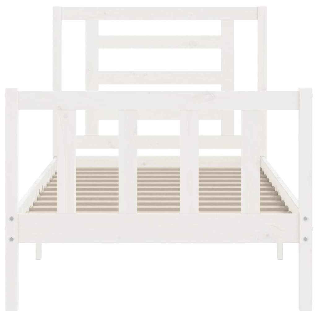 vidaXL Bed Frame without Mattress White Single Solid Wood Pine