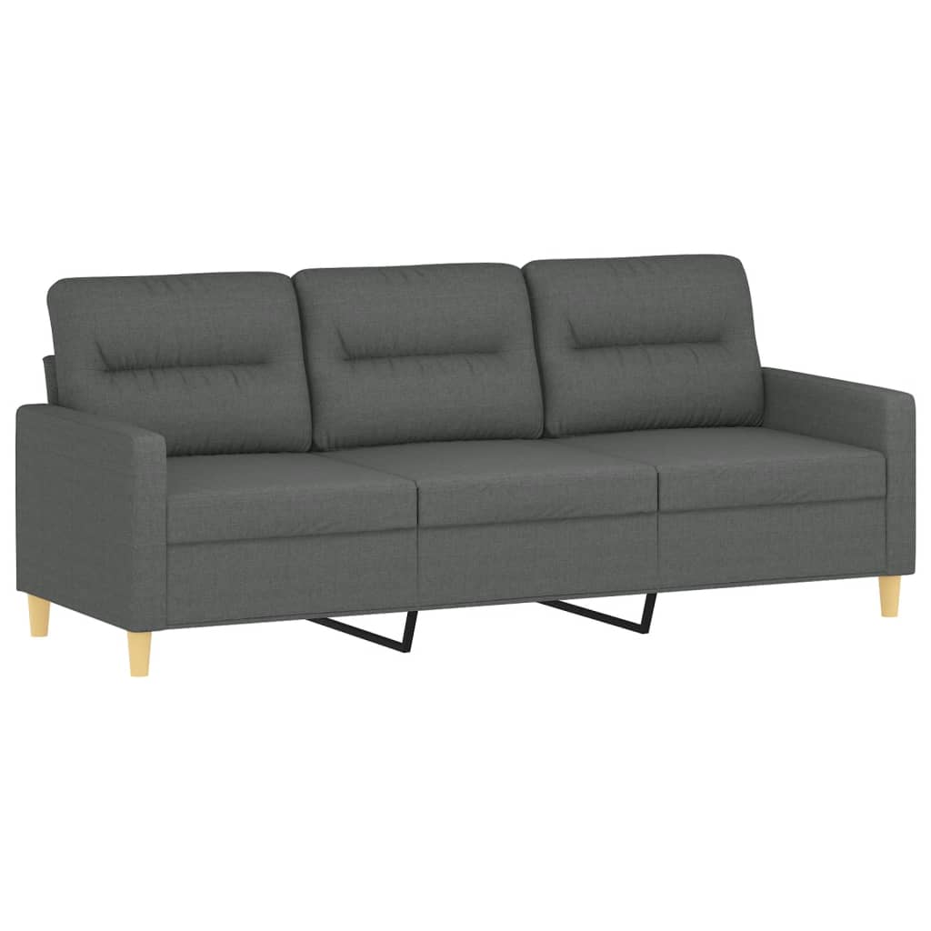 vidaXL 3 Piece Sofa Set with Pillows Dark Grey Fabric