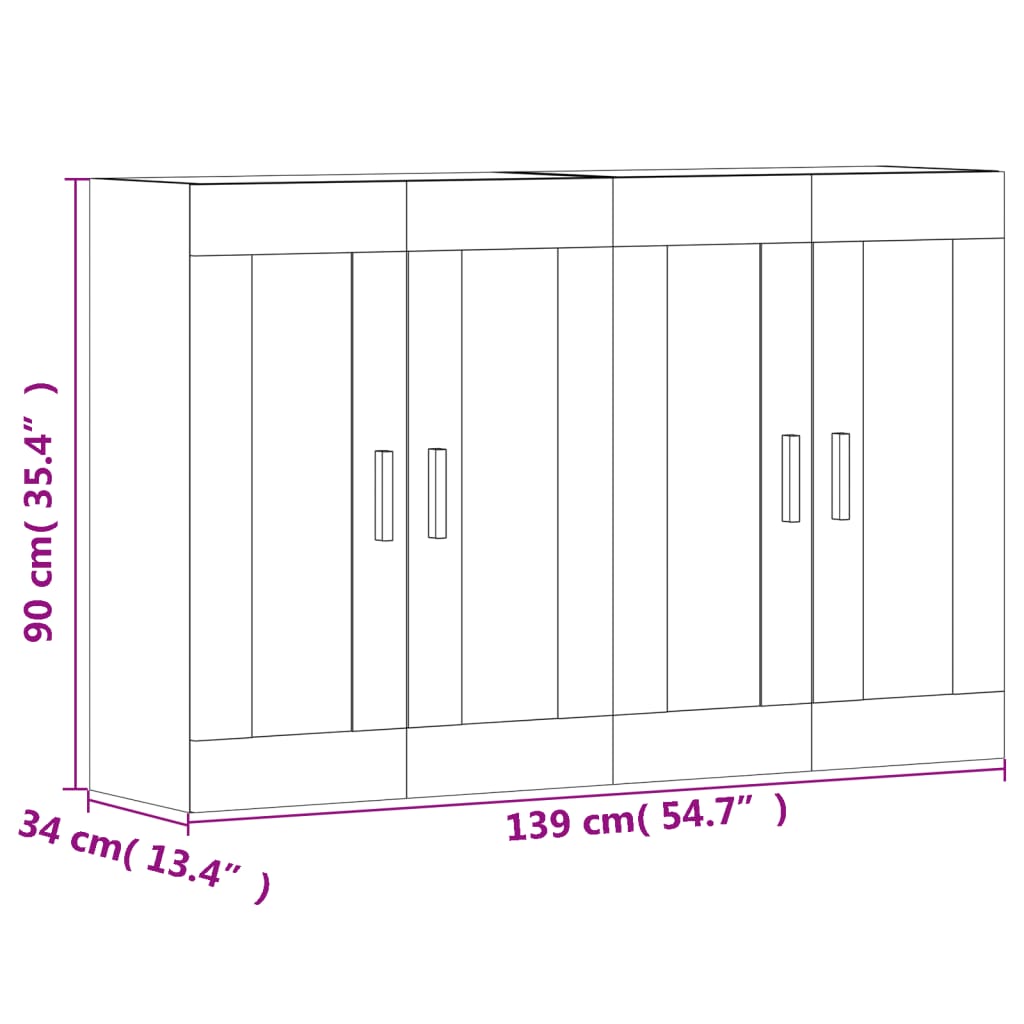 vidaXL Wall Mounted Cabinets 2 pcs Black Engineered Wood