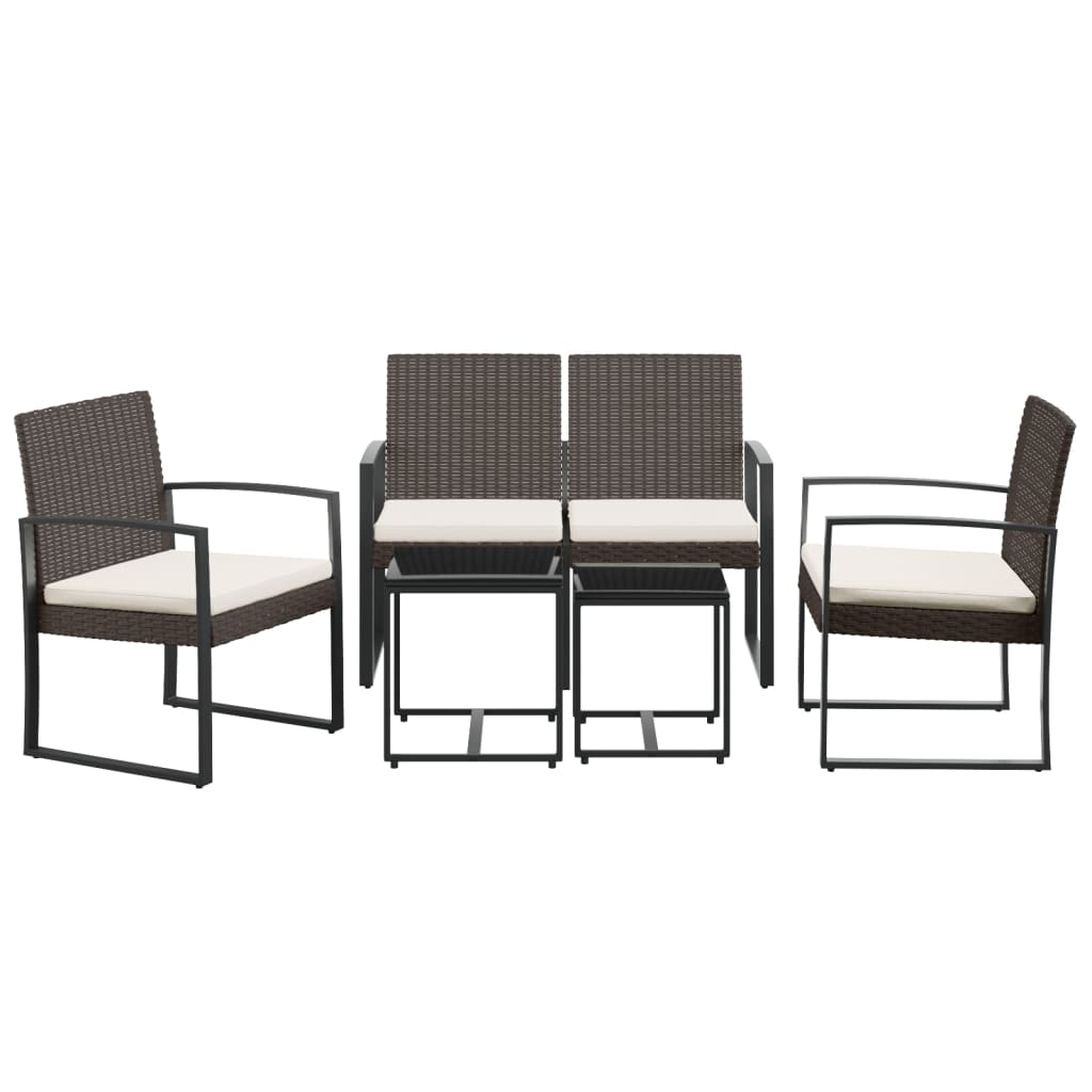 vidaXL 5 piece Garden Dining Set with Cushions Brown PP Rattan