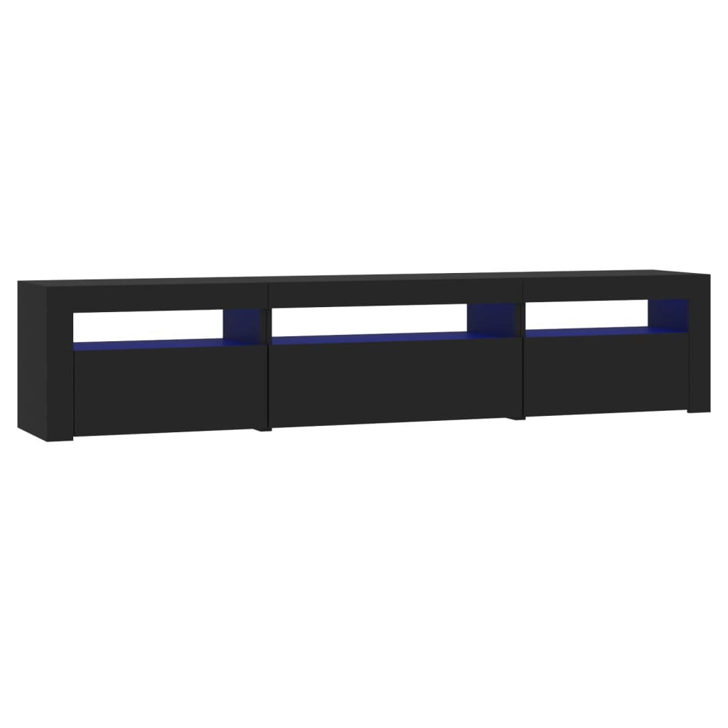 vidaXL TV Cabinet with LED Lights Black 195x35x40 cm