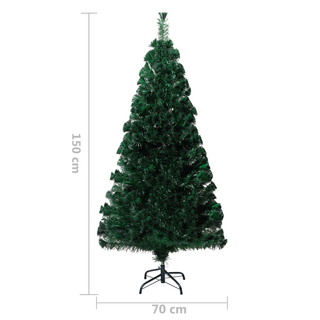 vidaXL Artificial Christmas Tree with Stand Green 150 cm Fibre Optic