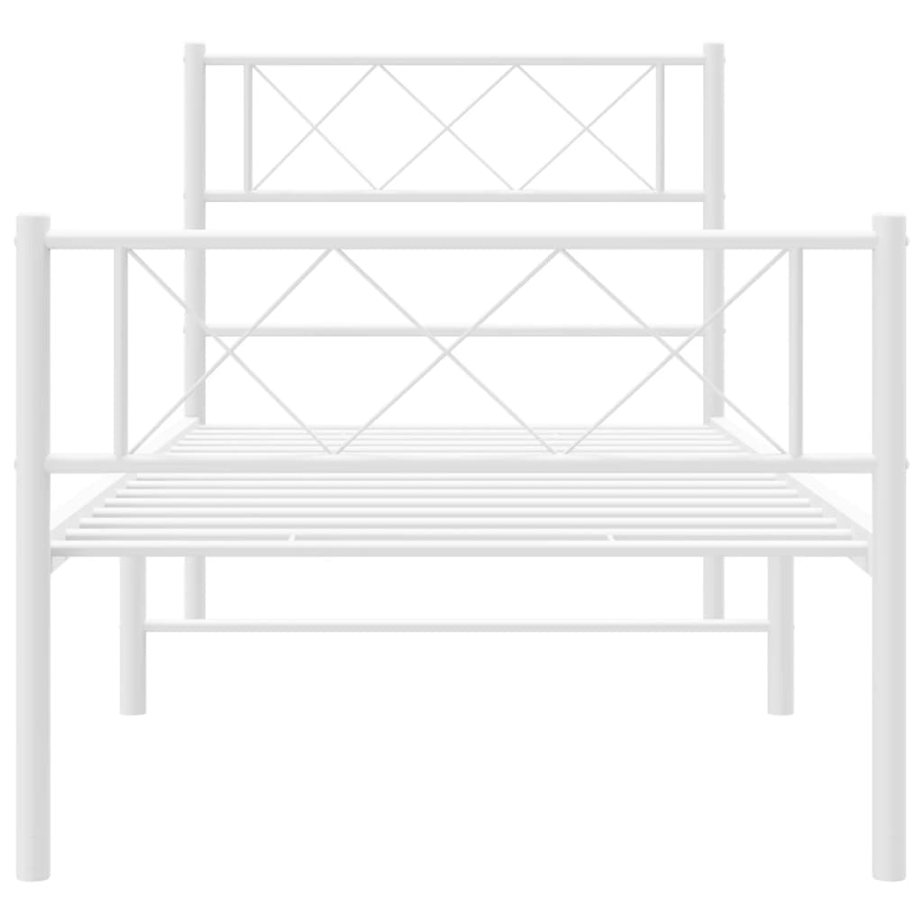 vidaXL Metal Bed Frame without Mattress with Footboard White 90x190 cm Single