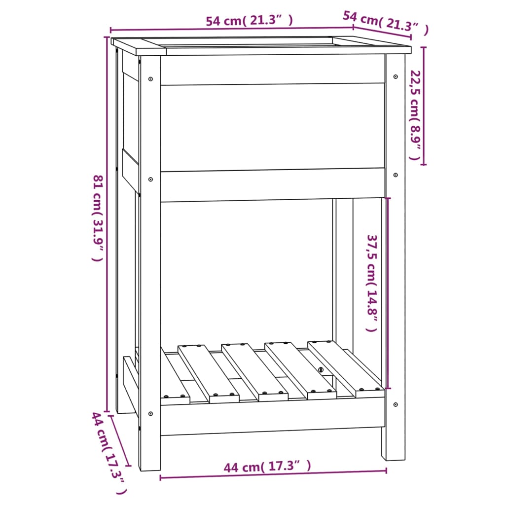 vidaXL Planter with Shelf White 54x54x81 cm Solid Wood Pine