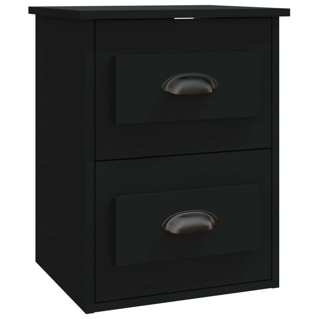 vidaXL Wall-mounted Bedside Cabinet Black 41.5x36x53cm