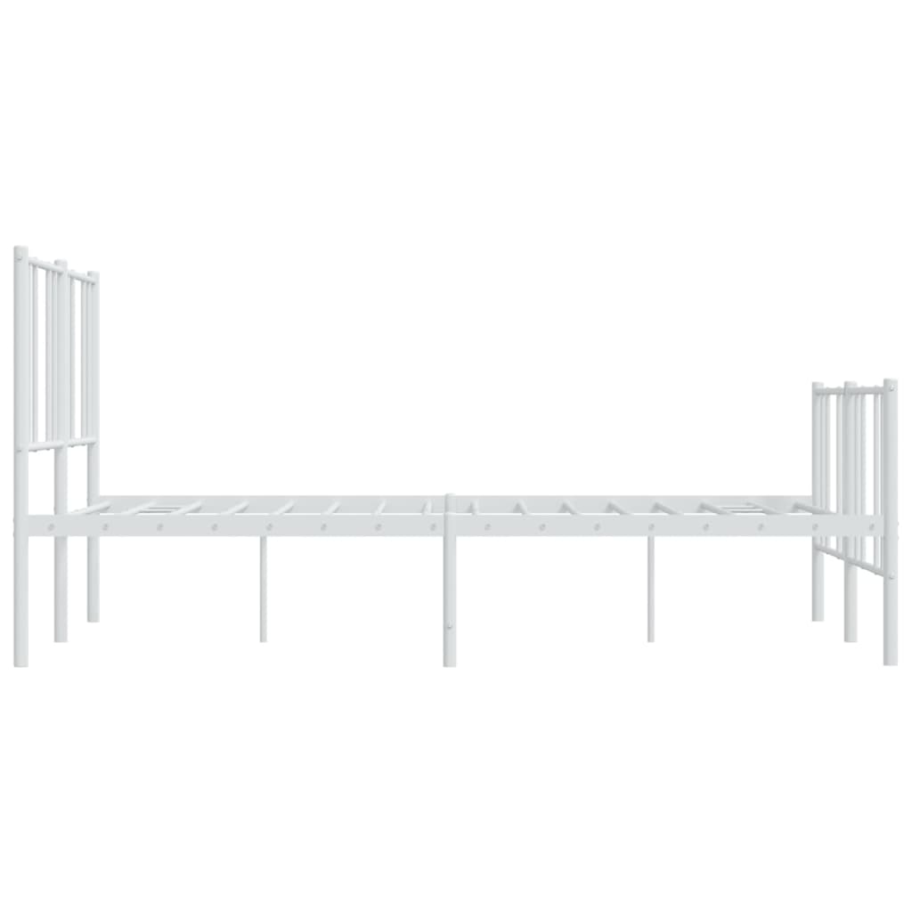 vidaXL Metal Bed Frame without Mattress with Footboard White 150x200 cm King Size