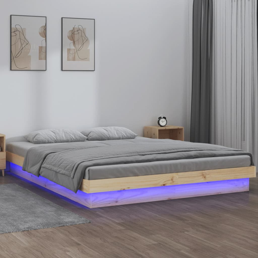 vidaXL LED Bed Frame 180x200 cm Super King Size Solid Wood