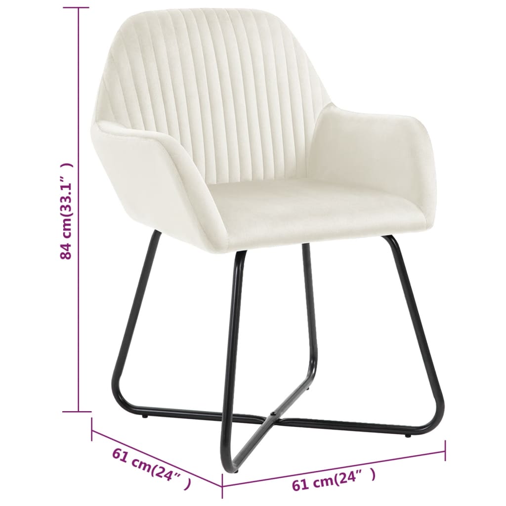 vidaXL Dining Chairs 4 pcs Cream Velvet