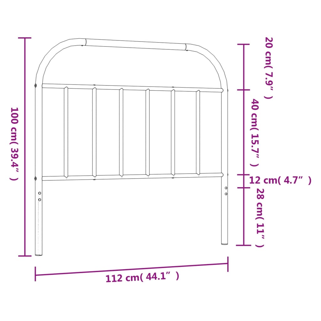 vidaXL Metal Headboard White 107 cm