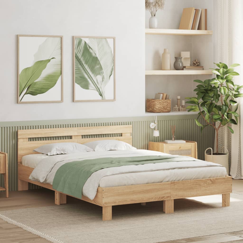 vidaXL Bed Frame without Mattress Sonoma Oak 150x200 cm King Size