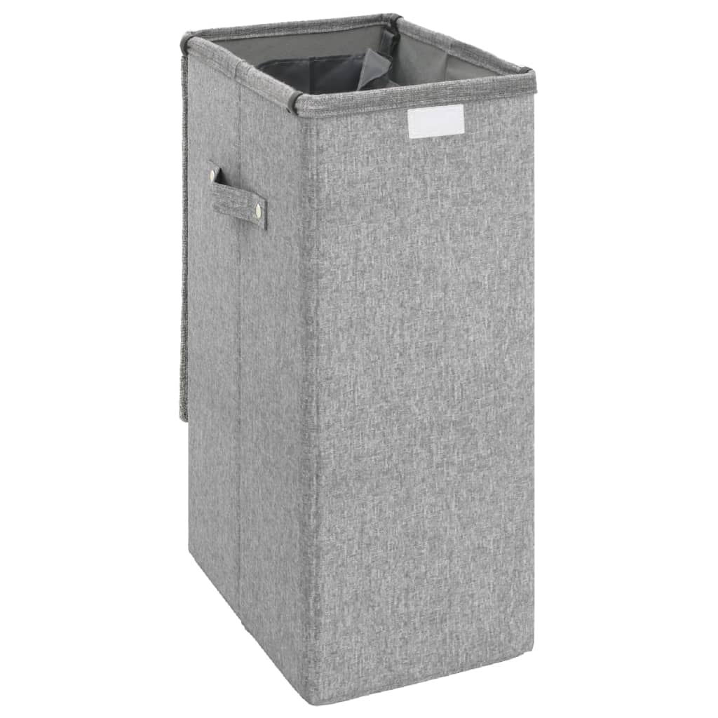 vidaXL Foldable Laundry Hamper Grey 26x34.5x59.5 cm Faux Linen Fabric