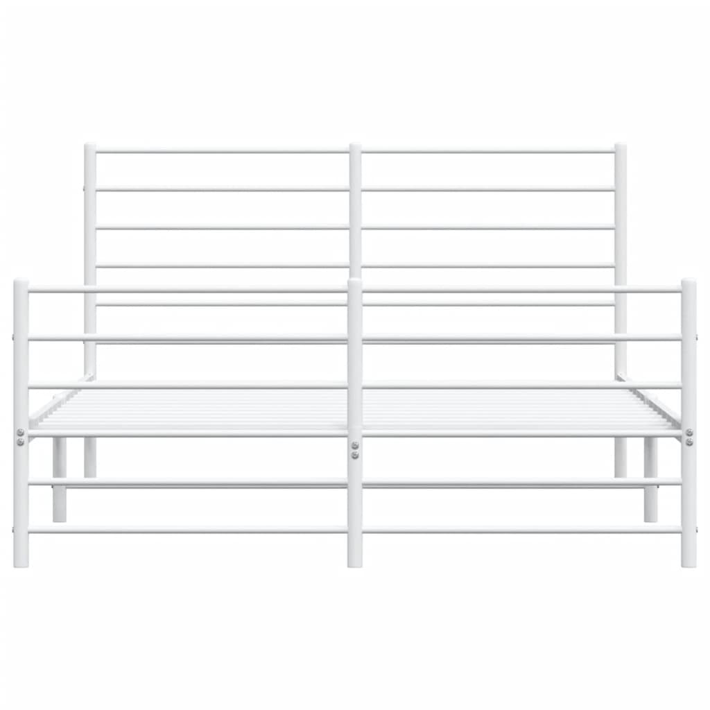 vidaXL Metal Bed Frame without Mattress with Footboard White 150x200 cm King Size