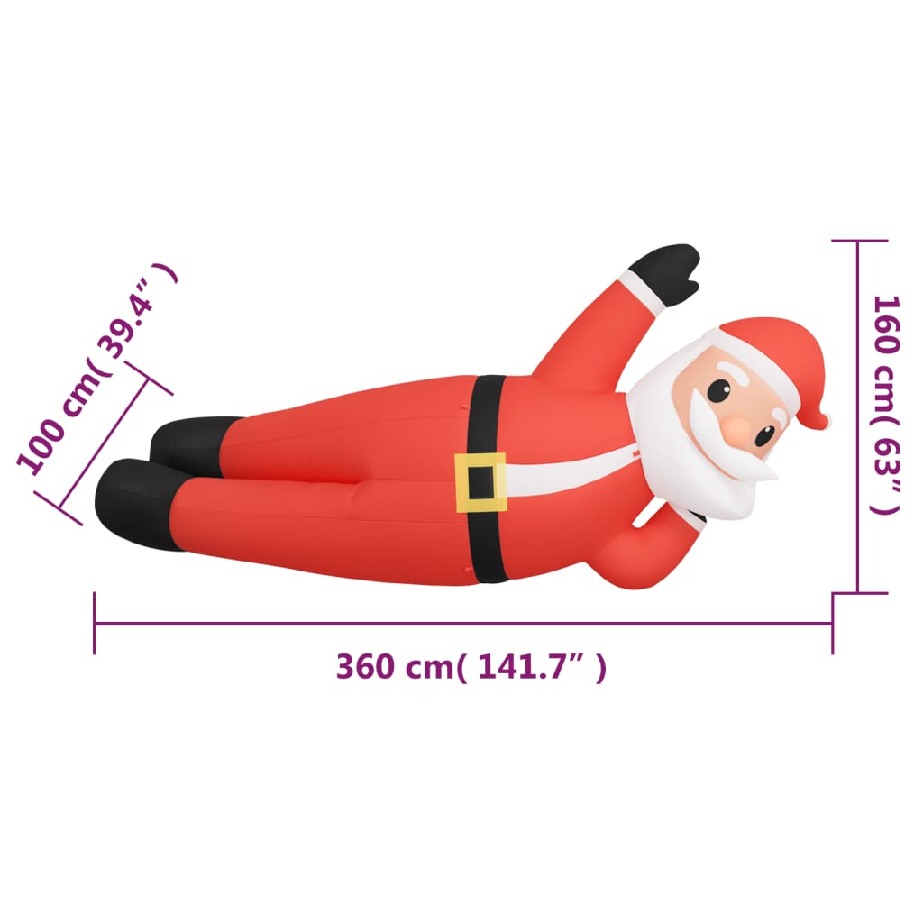 vidaXL Christmas Inflatable Lying Santa LED 160 cm