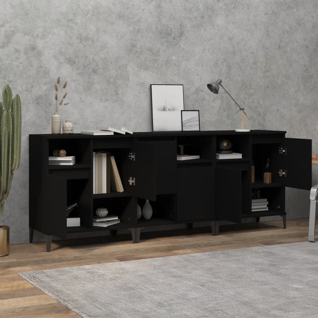 vidaXL Sideboards 3 pcs Black 60x35x70 cm Engineered Wood