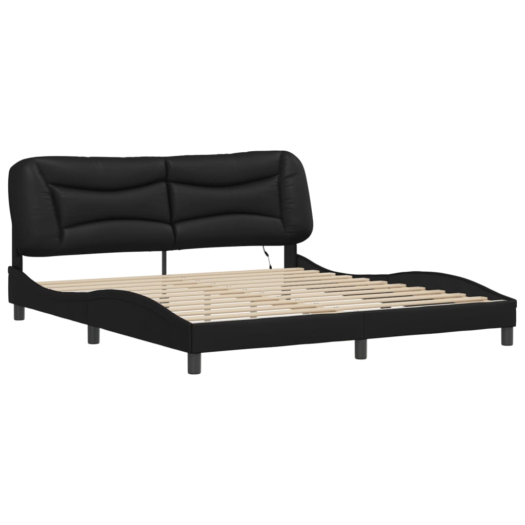 vidaXL Bed Frame with LED without Mattress Black 180x200 cm Super King