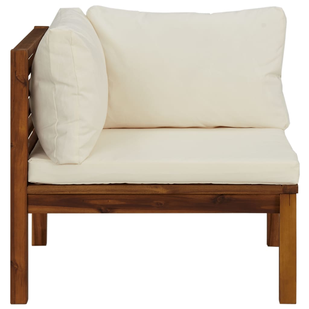 vidaXL 2 Piece Sofa Set with Cream White Cushions Solid Acacia Wood