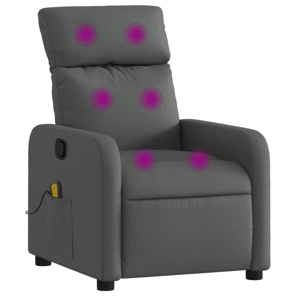 vidaXL Massage Recliner Chair Dark Grey Fabric